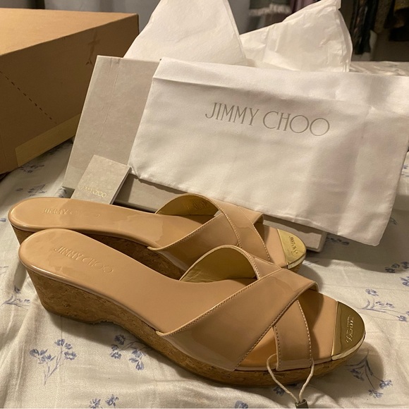 NWOT Jimmy Choo Logo Panna patent-leather platform mules Sandal EU Size 42 - Picture 4 of 12